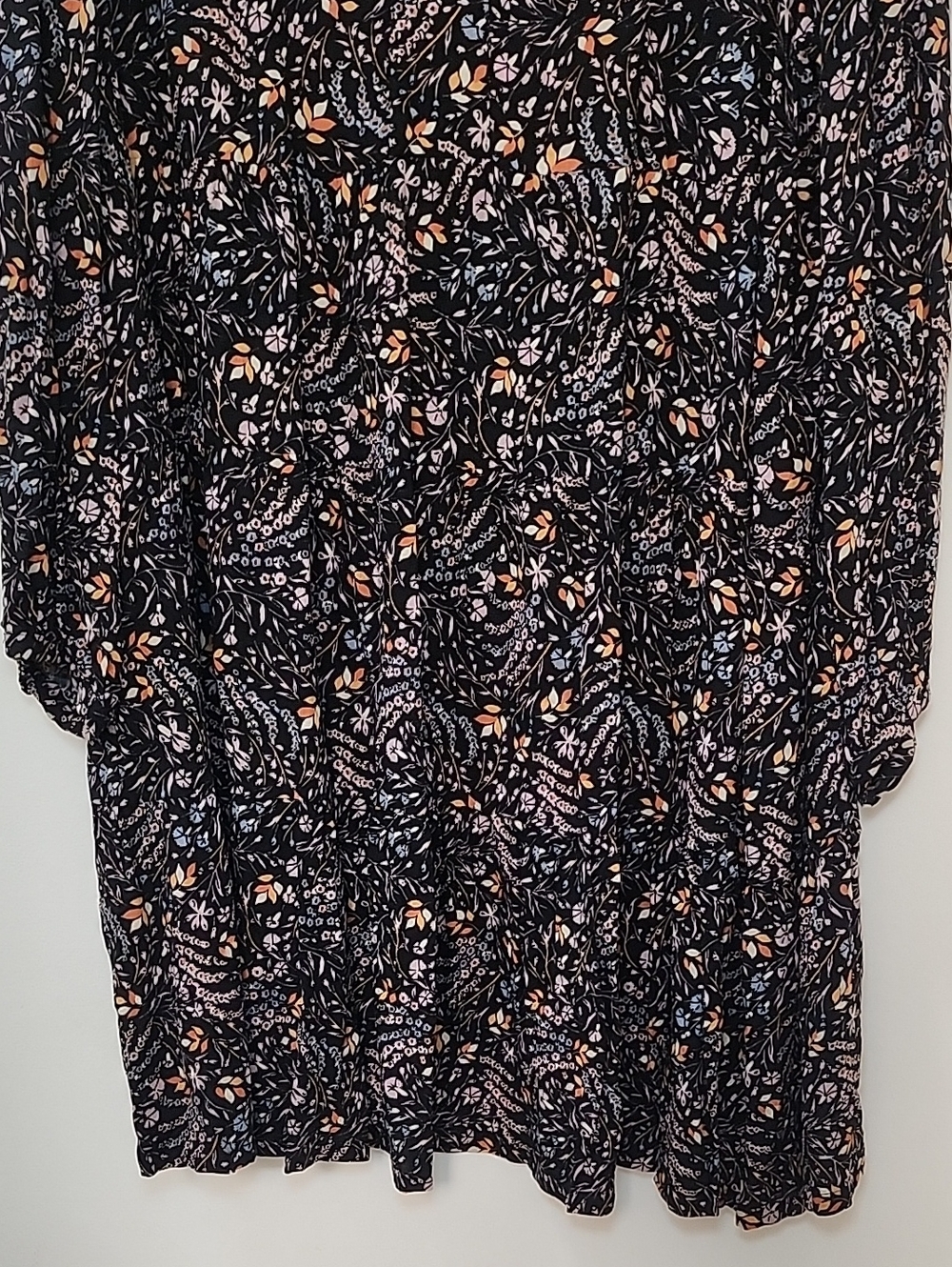 Maeve Anthropologie Black Floral Mini Dress Tiered Ruffle Womens Boho Western 2X - Picture 5 of 16